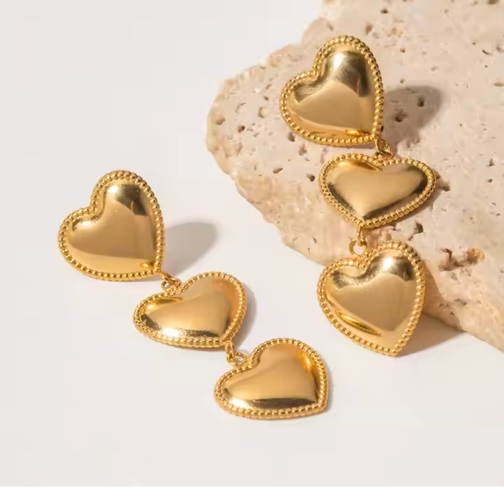 heart earings gold