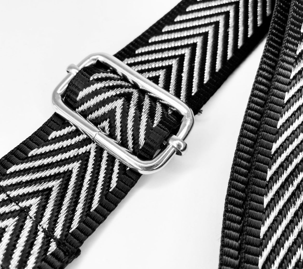 Metallic Silver | Black Chevron