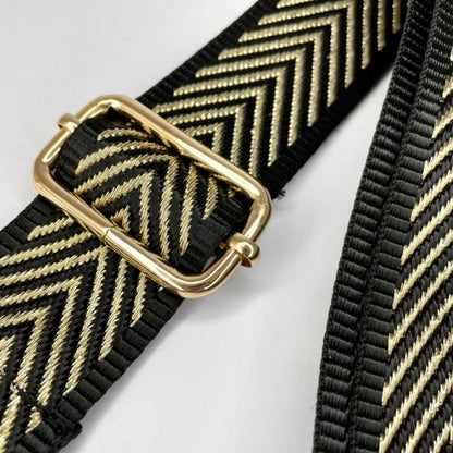 Metallic Gold | Black Chevron