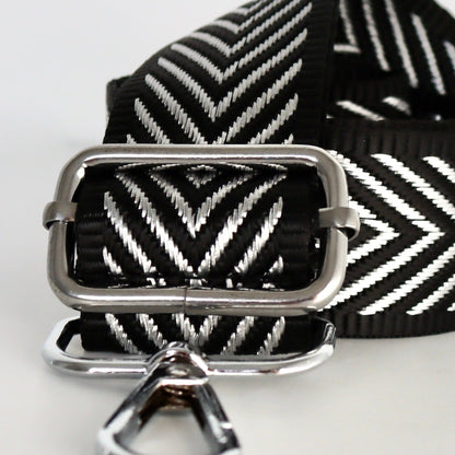 Metallic Silver | Black Chevron