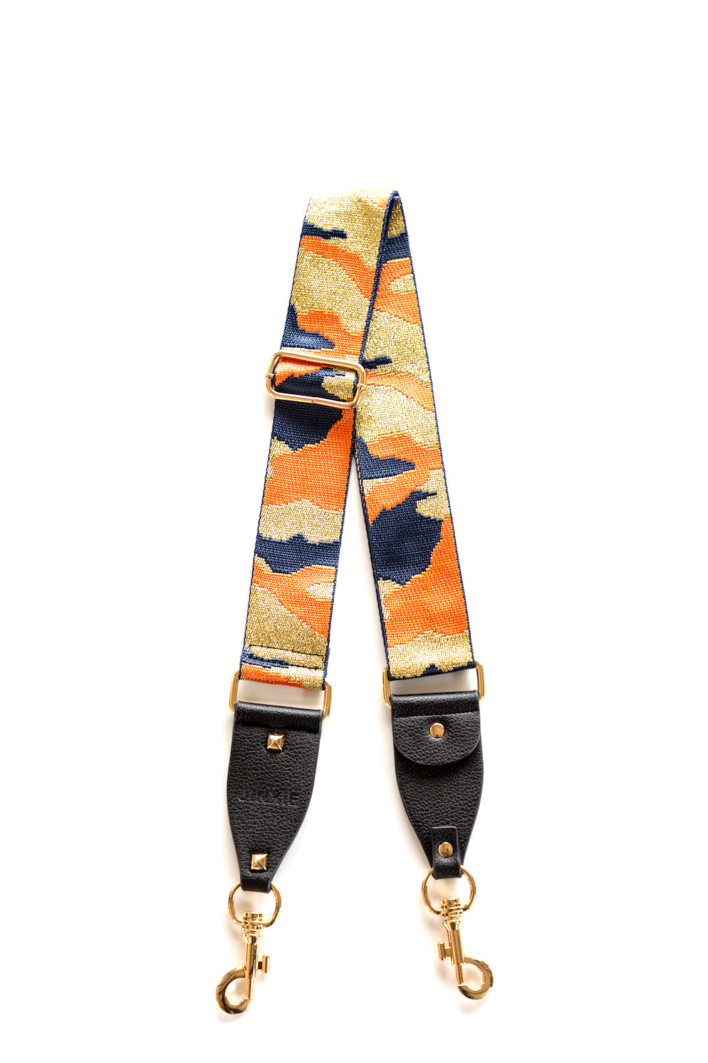 camouflage orange and gold with leather ends and gold hardware